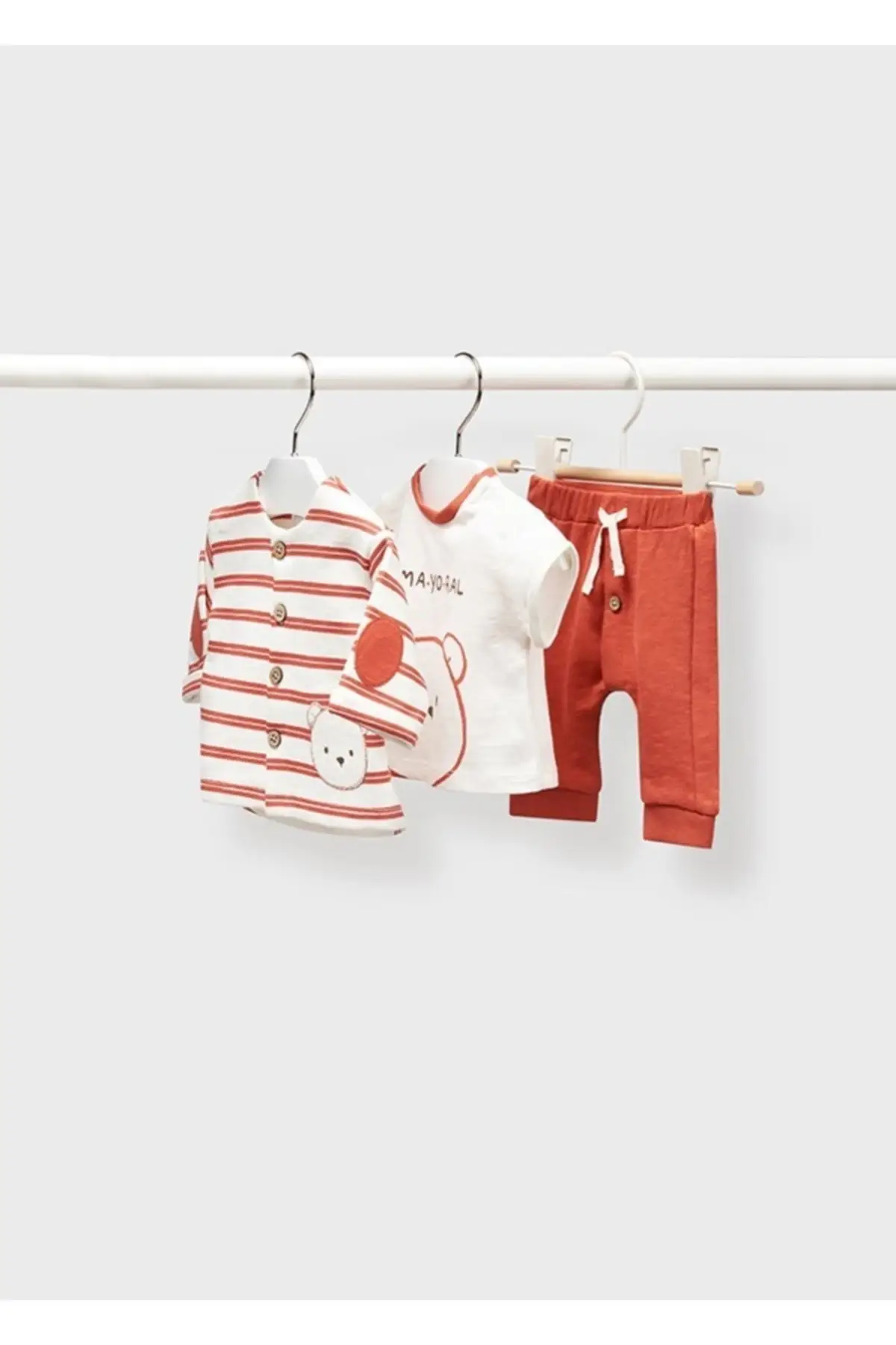

Newborn Male Button Detail 3'lü Suit Baby Sets Clothing