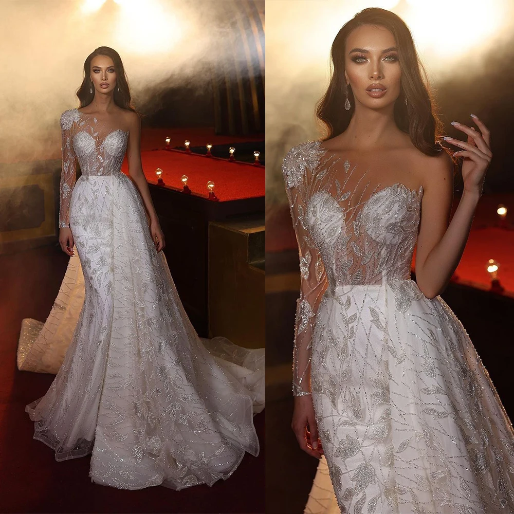 

Женское свадебное платье с аппликацией из листьев ивы, со съемным шлейфом