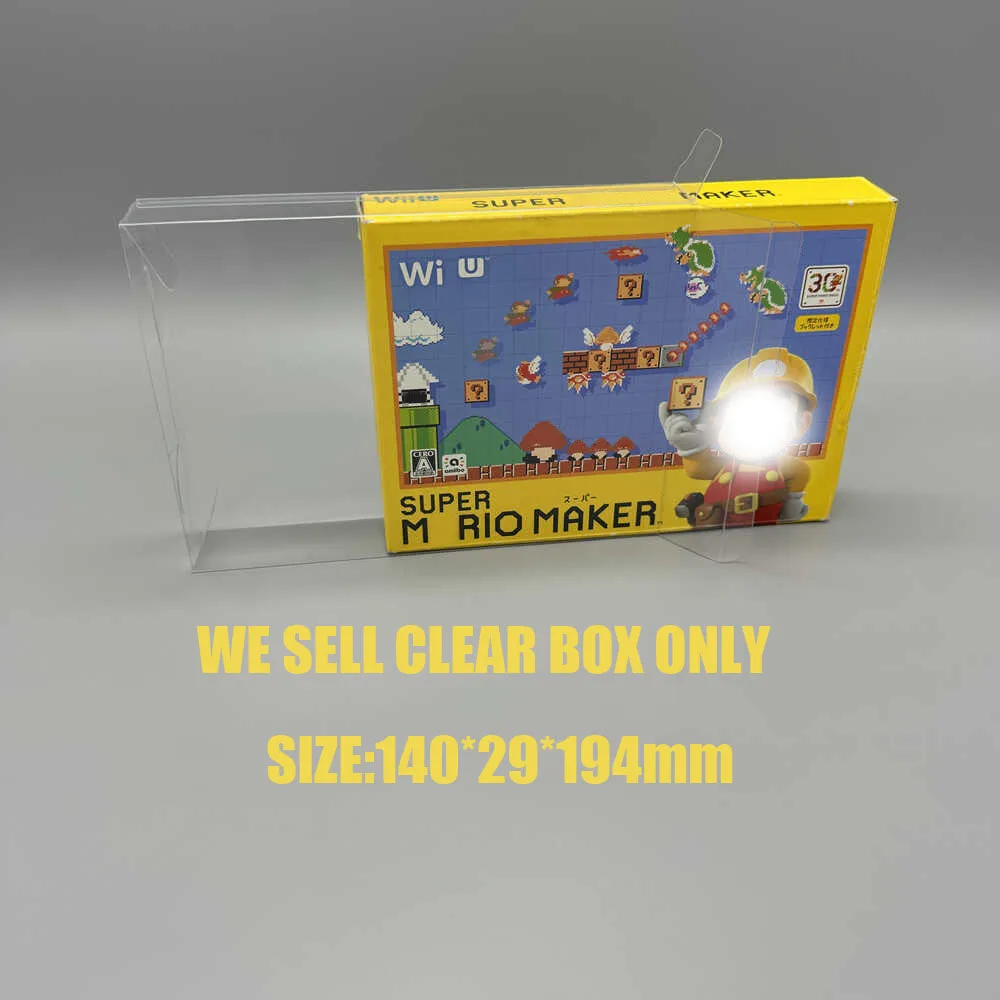 Transparent PET box Storage Case for wii u super mareo maker game collection Display protective