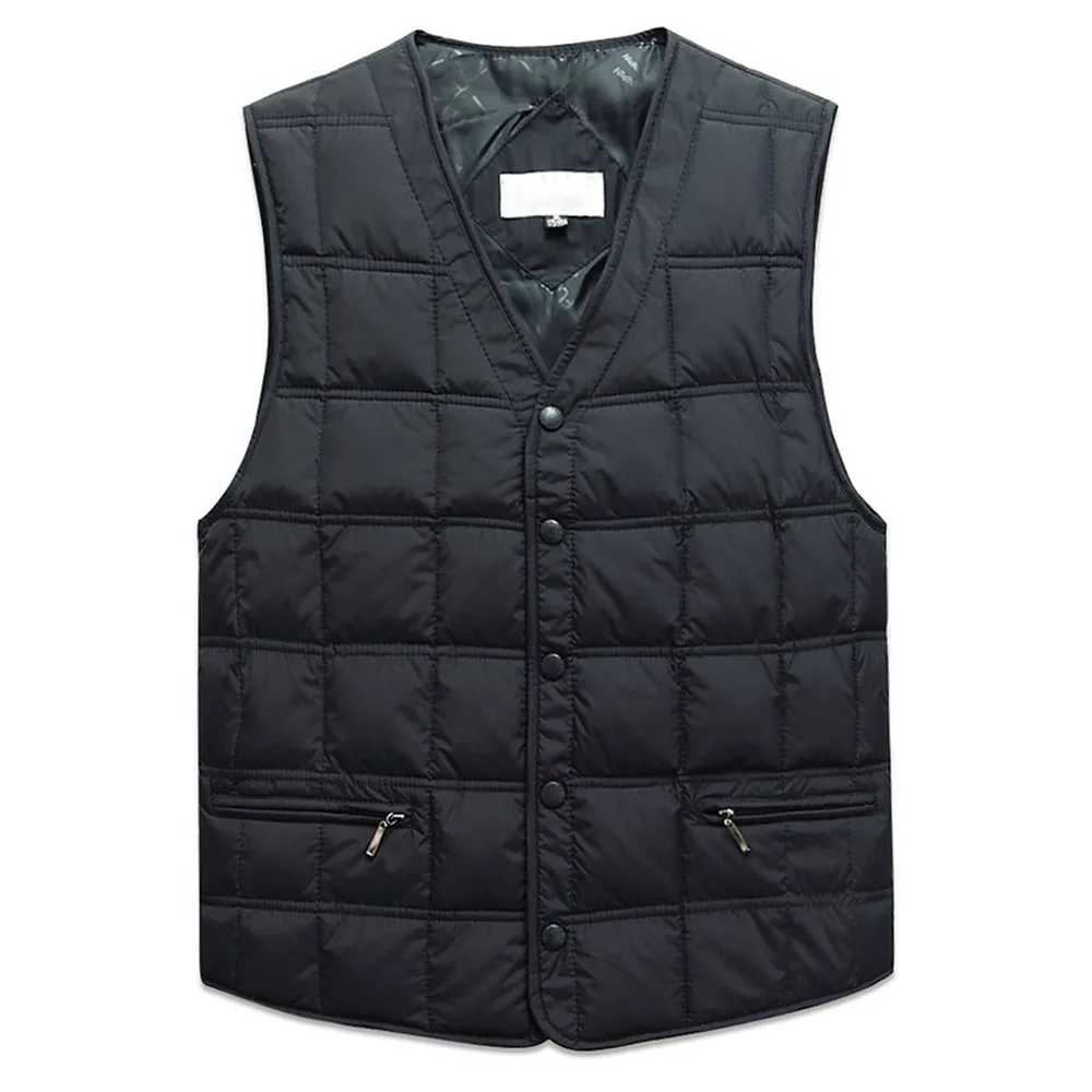 

Duck Down Sleeveless Jacket for Men Winter Windbreaker Parka Warm Thick Vest Male Casual Outerwear Snow Waistcoat with Pockets