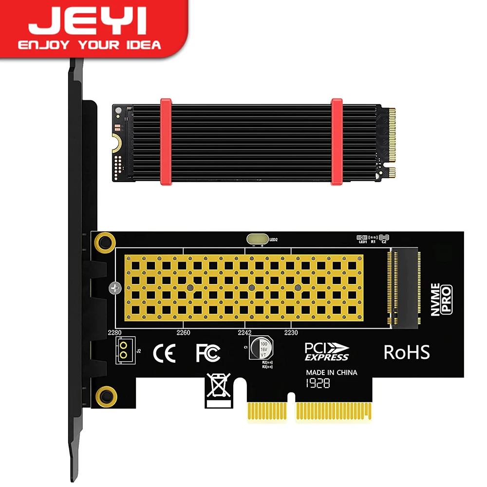 Адаптер JEYI M.2 PCIe-NVMe с алюминиевым радиатором 64 Гбит/с PCIe4.0 X4 Gen4 NVMe Расширительная