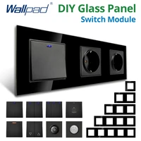 wallpad black glass panel wall light switch function key only diy free combination 5252mm 1 2 3 4 5 multiple frame