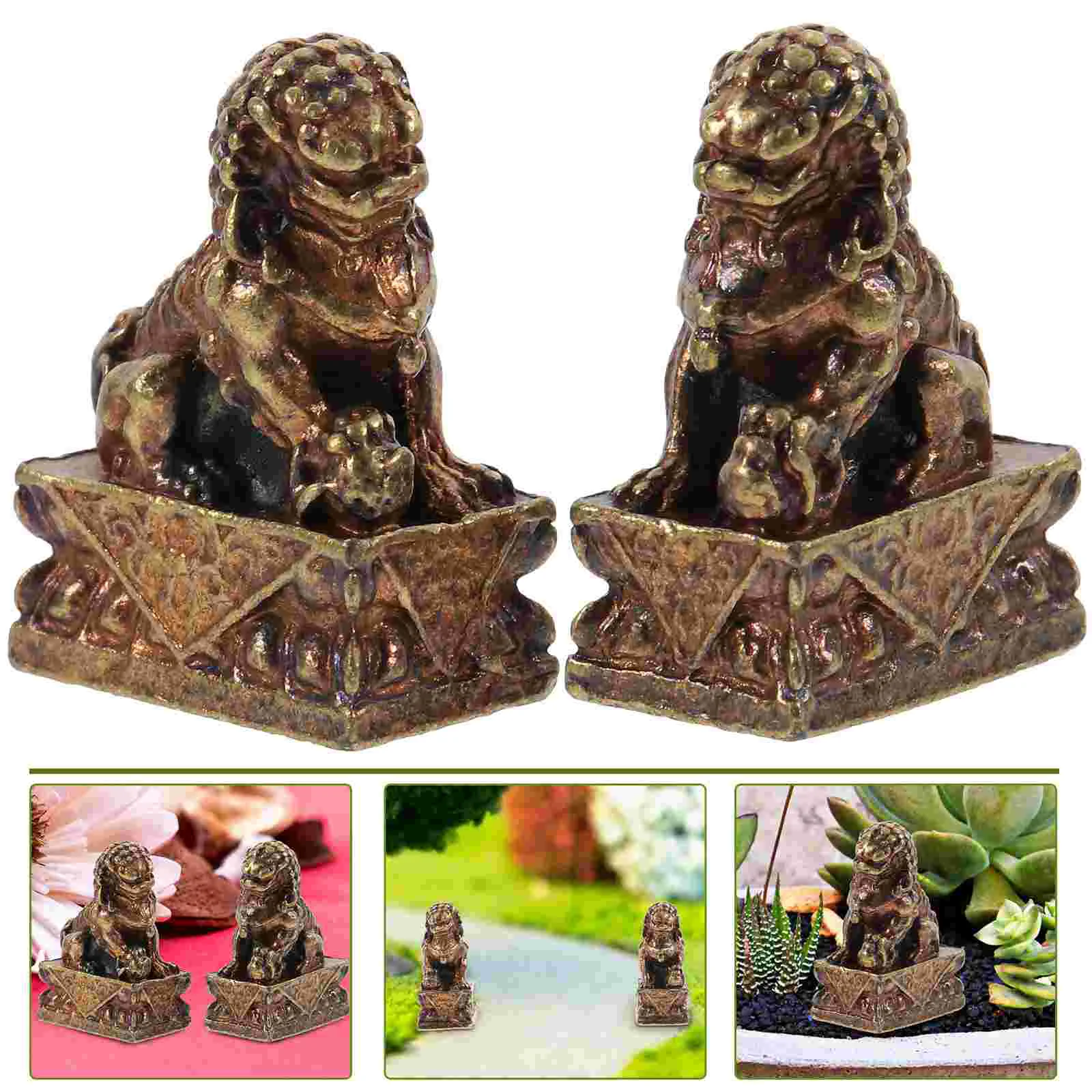 

Gardening Supplies Statue Guardian Lion Statues Creative Modeling Flower Pot Decor Copper Alloy Ornament Mini Chinese Tea Table