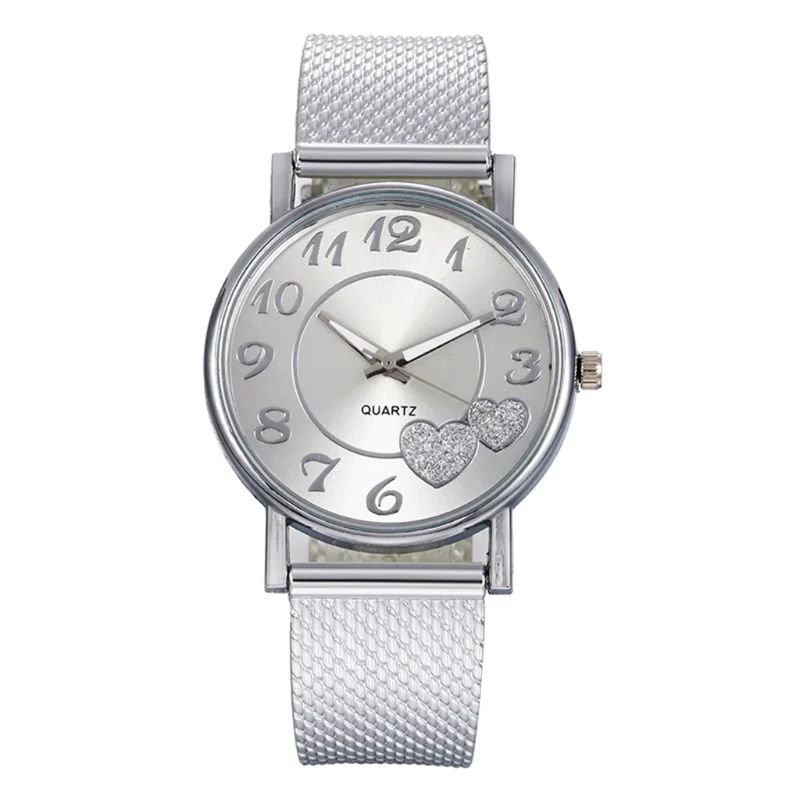 

Vintage Watch Women Silver & Gold Mesh Love Heart Dial Wristwatches Fashion Casual Women's Quartz Watches Relogio Feminino