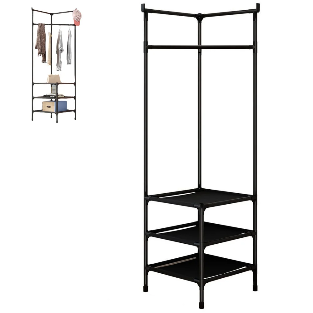 

Corner Coat Rack Handbags Garment Metal Racks Jackets Clothes Stand Entry Standing