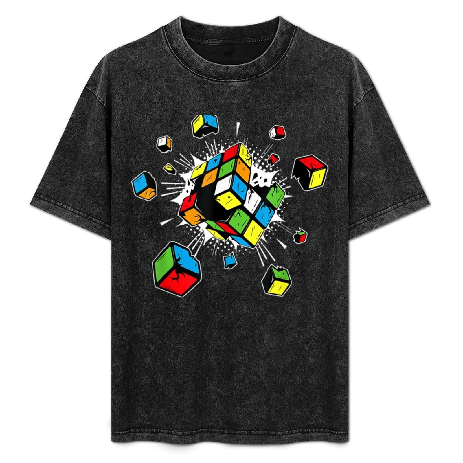 Футболка Exploding Rubix Rubiks Rubics Cube Present футболки с аниме лето 2025 футболка короткими