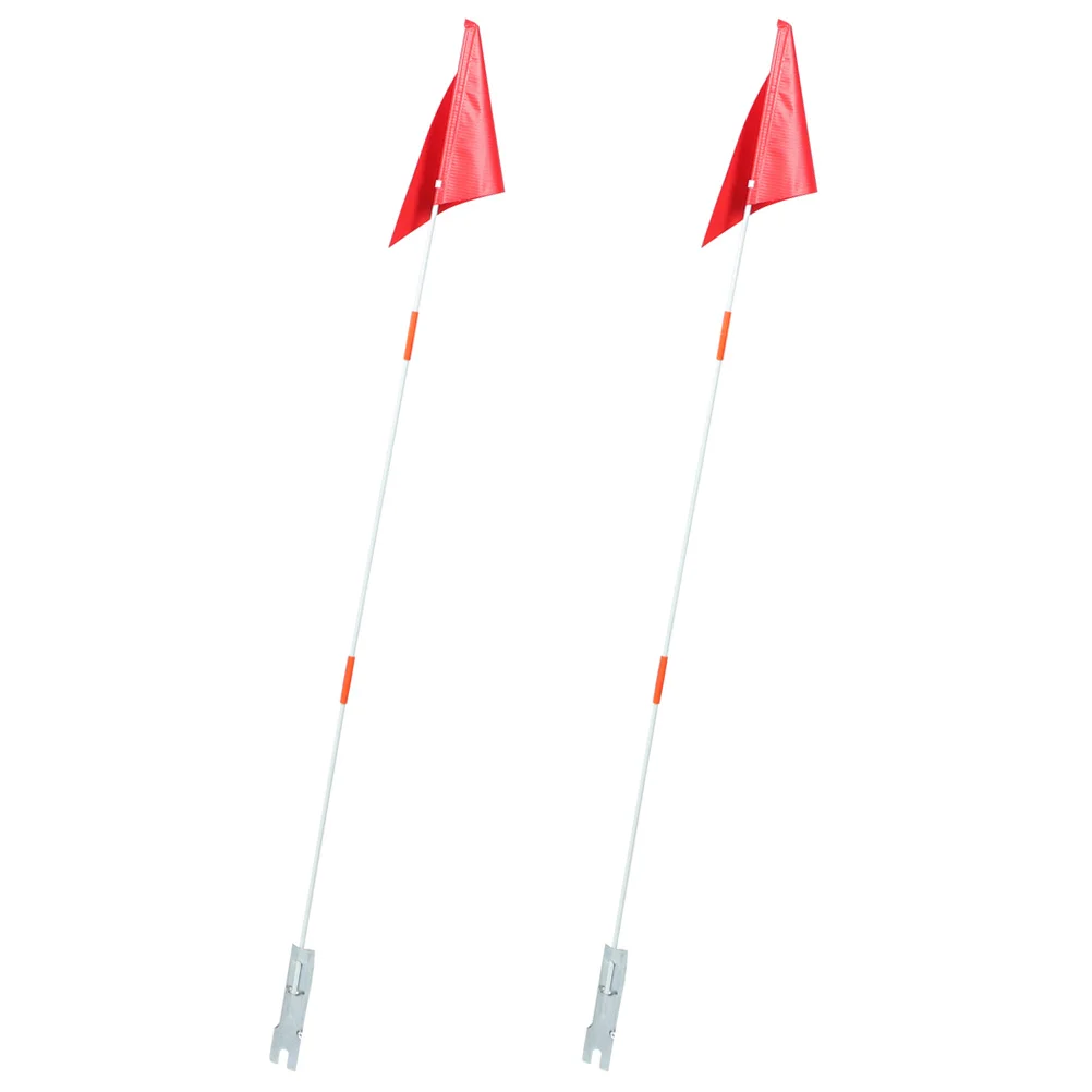 

2 Sets Bicycle Flagpole Bike Cycling Warning Flags Solid Metal Safety Kids Accessory Child