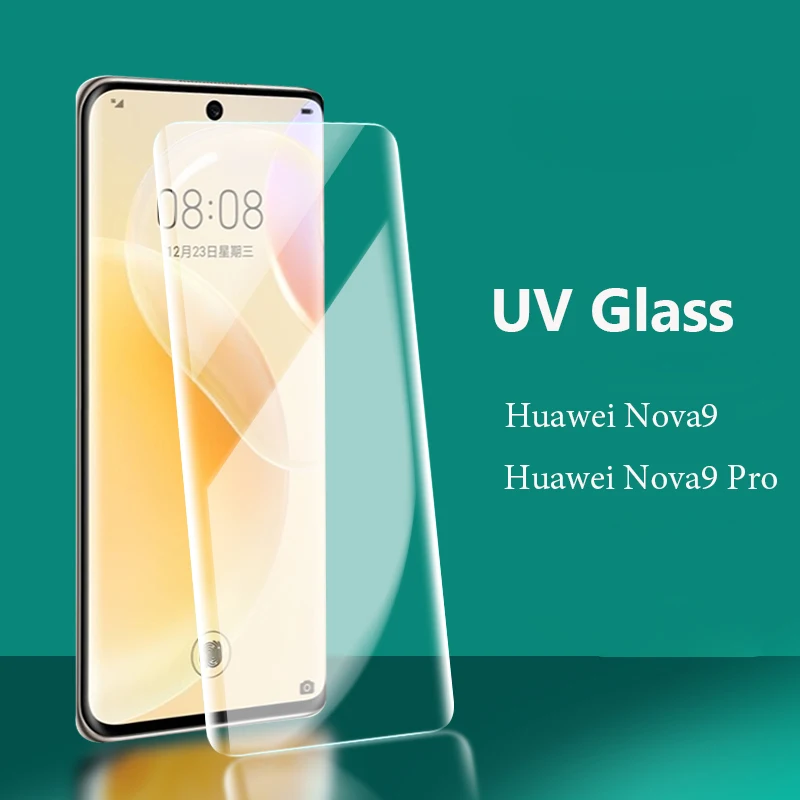 

3D UV Liquid Curved Tempered Glass for Huawei Nova 9 8 Pro Nova9pro Nova8 Nova9 Pro Screen Protector Full Glue Cover UV Glass