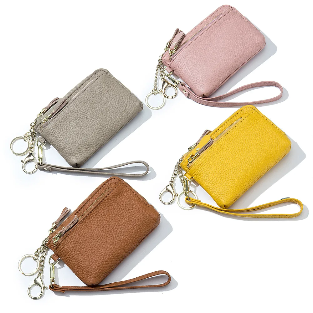 Wristlet Wallets for Women Coin Purse Genuine Leather Clutch Bags  New Ladies Money Credit Card Keychain Holder Short Wallet