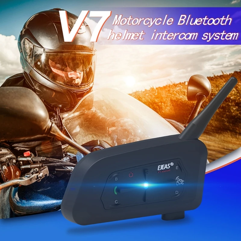 

Motorcycle V7 Helmet Bluetooth-compatible 5.1-Intercom Waterproof Universal Communication Systems for Ski ATV Dirt Bike GTWS