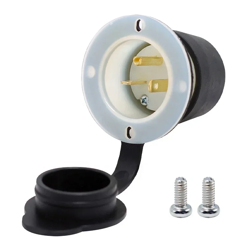 Фланцевая розетка YDA520P 20А 125В черная 3-проводная