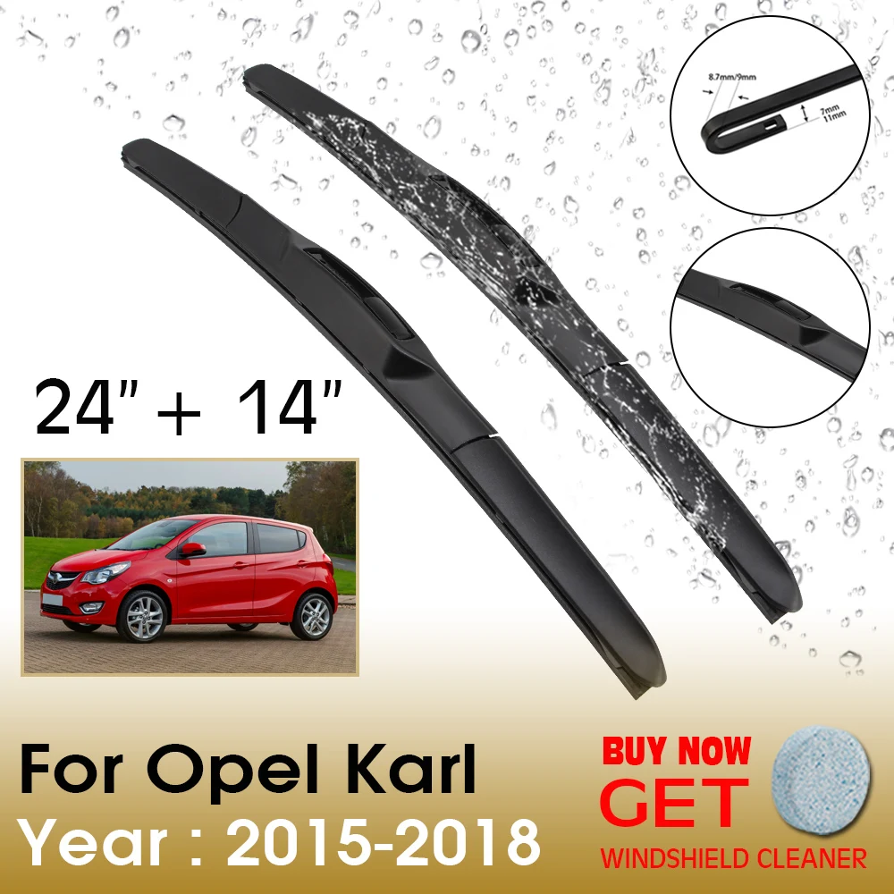

Car Wiper Blade For Opel Karl 24"+14" 2015-2018 Front Window Washer Windscreen Windshield Wipers Blades Accessories