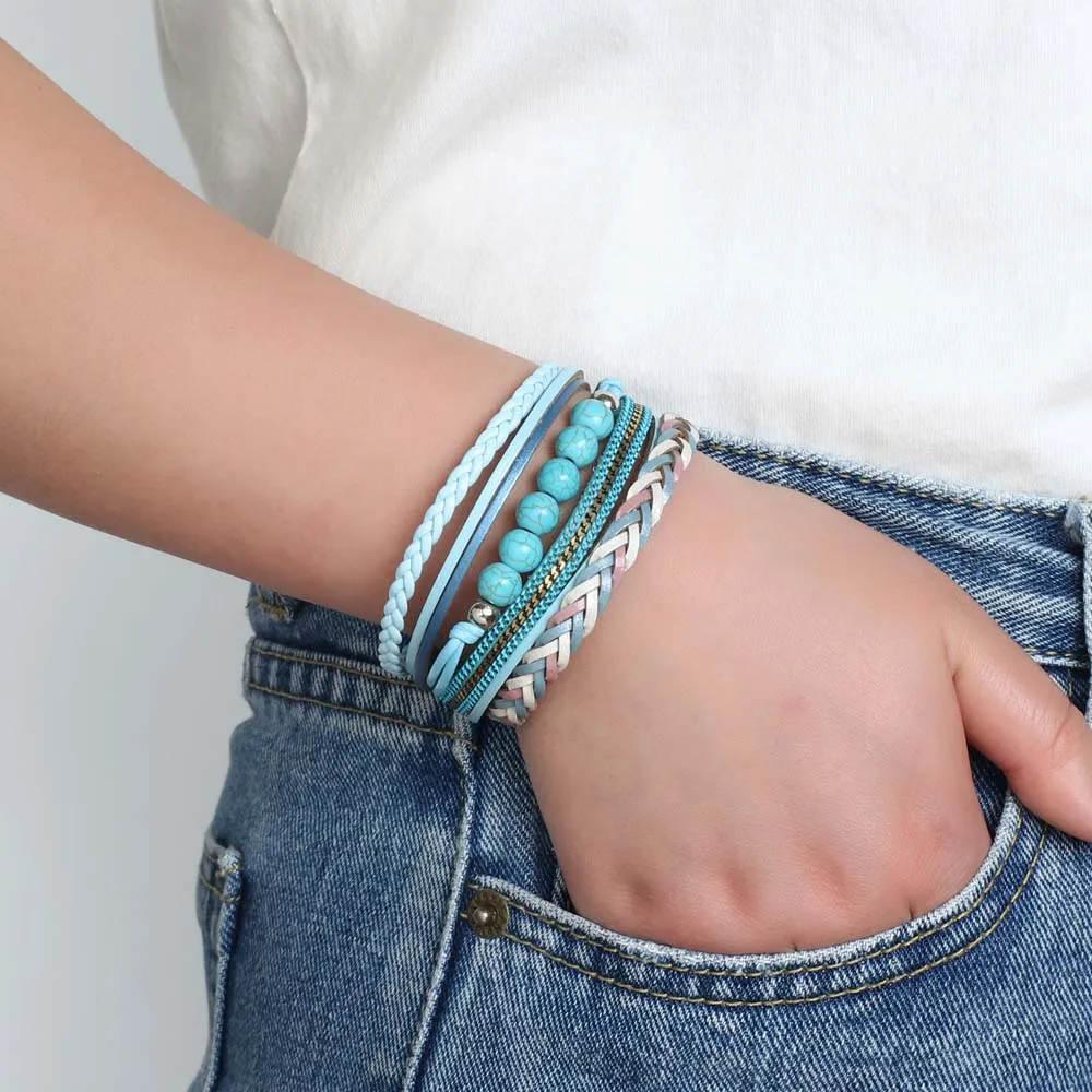 Браслет женский кожаный в стиле ретро с магнитной застежкой |