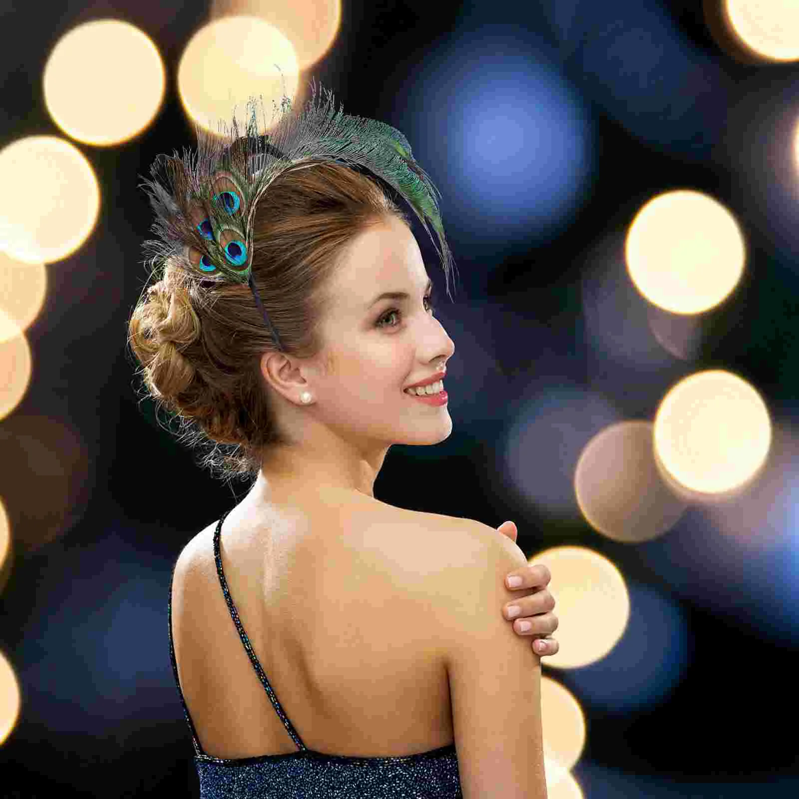 Повязка на голову с павлиньими перьями вечерние головные уборы индийский