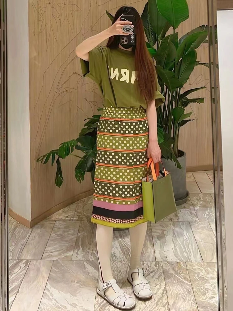 

Women Skirt mar* Small Polka Dot Slightly Transparent Midi Skirt 100% Silk