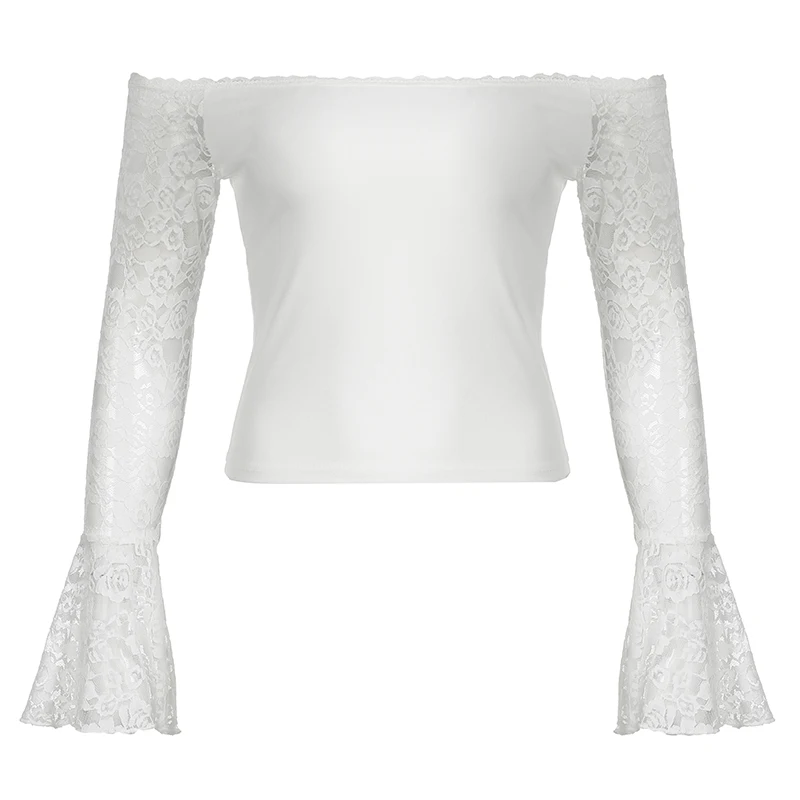 CIBBAR Белый Однотонный Кружевной Топ С Вышивкой Y2K Женский Повседневный Модный