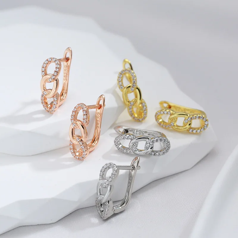 

Grier Hight Quality Zircon Stud Chain Earrings Rose Gold Earring for Women Silver Color Wedding Engagement Fine Jewelry