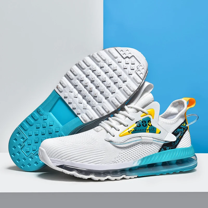 Full Air Cushion Sneakers for Men Large Size 39-48 Mesh Running Sports Shoes Comfortable Lace-up Tenis Masculino Free Shipping