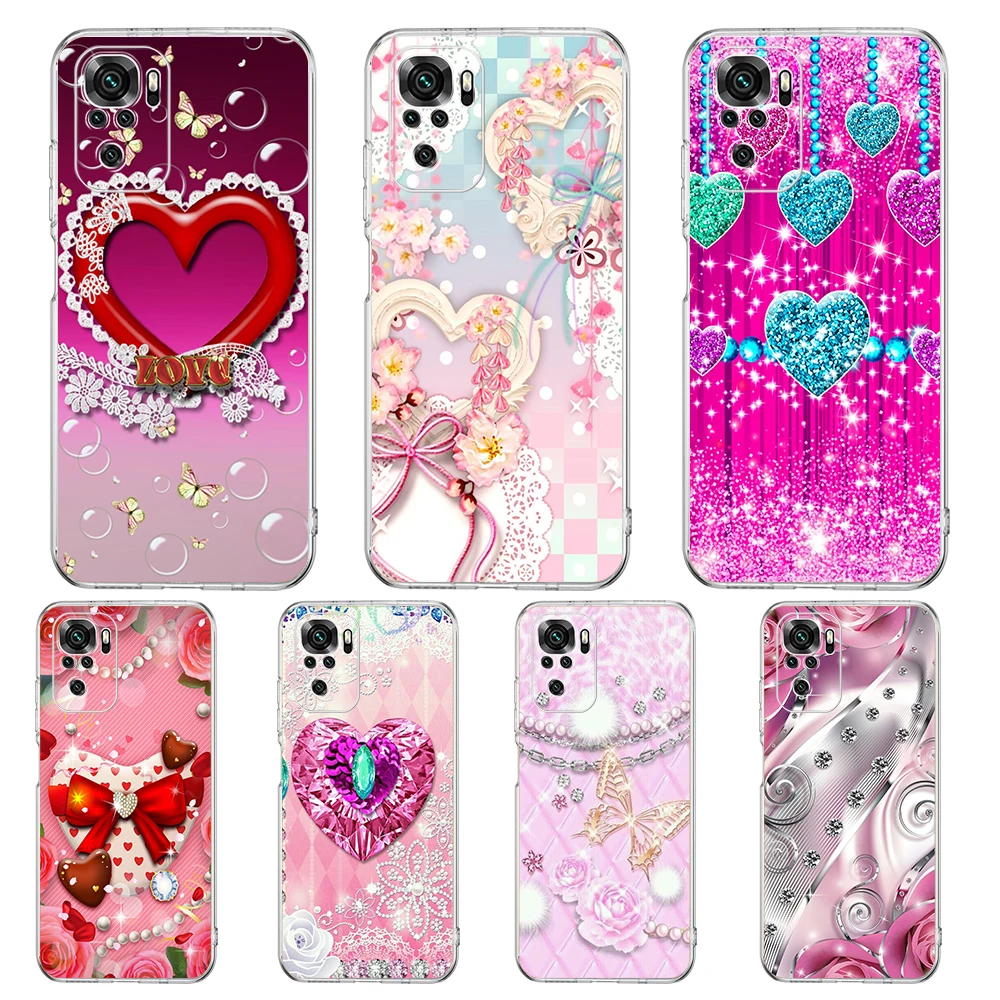 

Love Rose Gold Style Phone Case for Redmi Note 11 11T K40 8 8T 9 10 8A 9A 9S 9C 7 Gaming Pro Plus 4G Silicone Transparent Shell