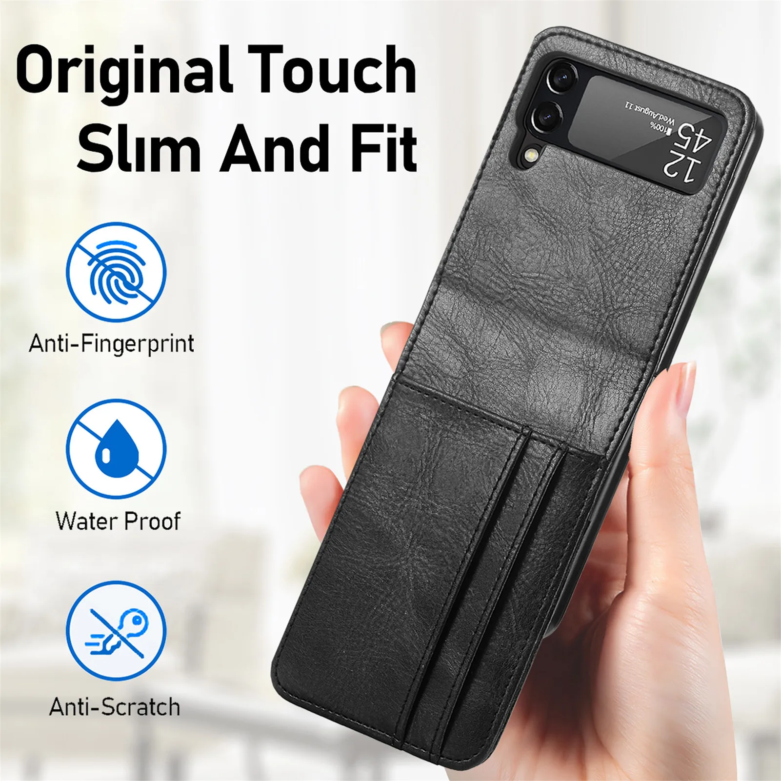 

Card Storage Space Folding Screen Leather Case For Samsung Galaxy Z Flip 4 Flip4 Flip 3 2 1 Shockproof Phone Cover Capa Funda