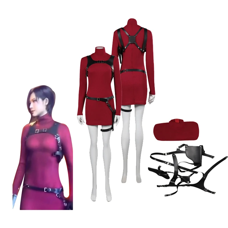 

Biohazard Anime Game Resident 4 Ada Wong Cosplay Costume For Girls Dress Halloween Carnival Party Women Role Disguise Clothes