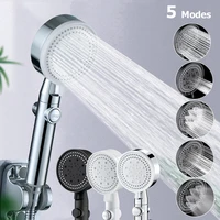 bath faucet shower head sliver 5 modes adjustable high pressure showerheads with one key stop water saving bathroom accessories