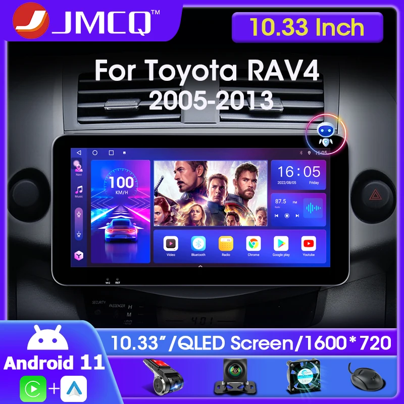 

2022 New 10.33" Android 11 Car Radio Multimidia Player For Toyota RAV4 Rav 4 2005-2013 QLED 4G Carplay 2din Navigatio Head Unit