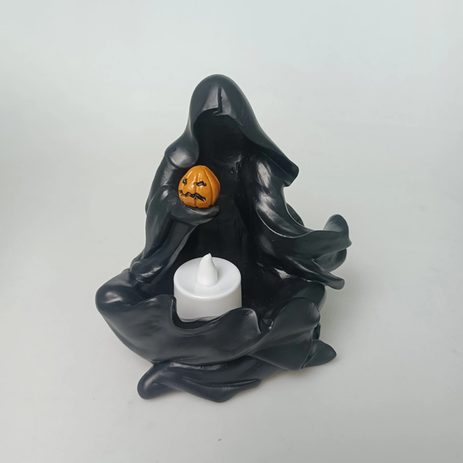 

New Halloween Grim Reaper Flameless Candle Night Light Witch Figurine Resin Sculpture Pumpkin Decoration Spooky Party Supplies