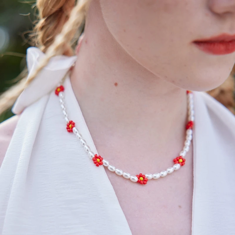 

7 Colors Bohemian Flower Beads Necklace For Women Rainbow Color Choker Necklace Banquet Party Jewelry Gift