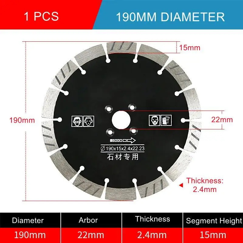 

Алмазный пильный диск 190 мм, фарфоровая плитка, керамический камень, гранит, бетон, диск для резки мрамора для угловой шлифовальной машины