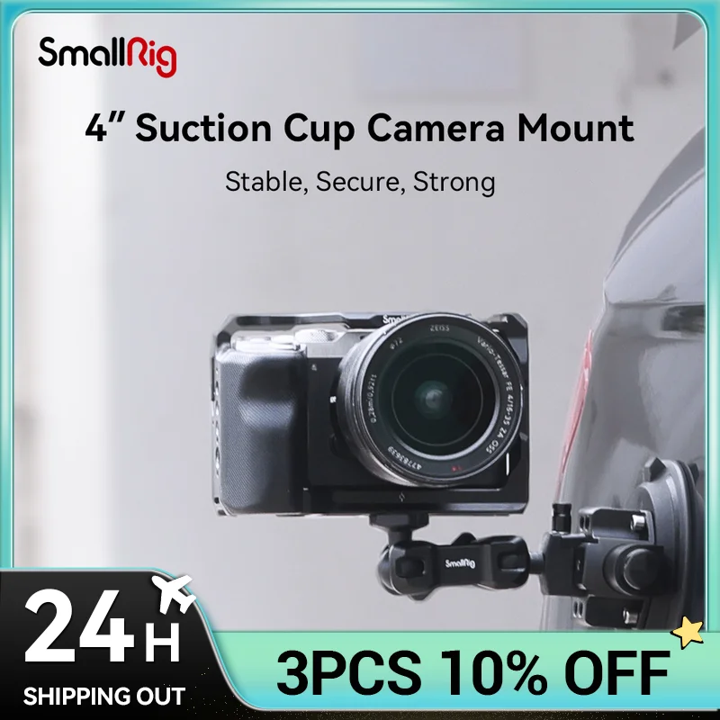 

SmallRig 4" Suction Cup Camera Mount Powerful Suction Force, Load Capacity 50kg with 1/4"-20 ARRI Holes for Car Photography 4122