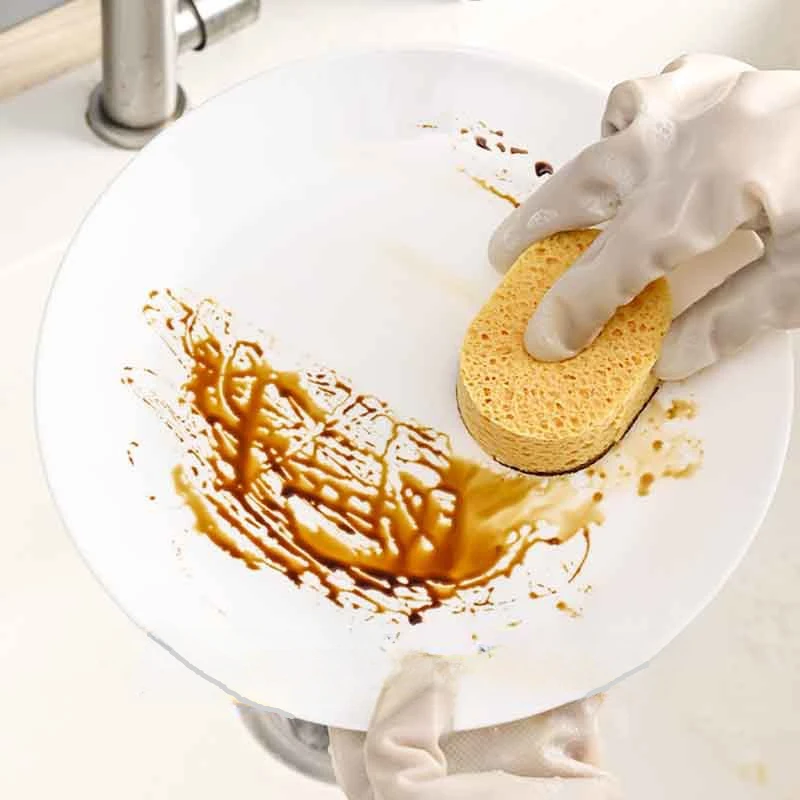 

3Pcs Natural Wood Pulp Cotton Kitchen Sponge Water Absorbent Brush Pan with Strong Stain Removal Oil Free Dishwashing Tool