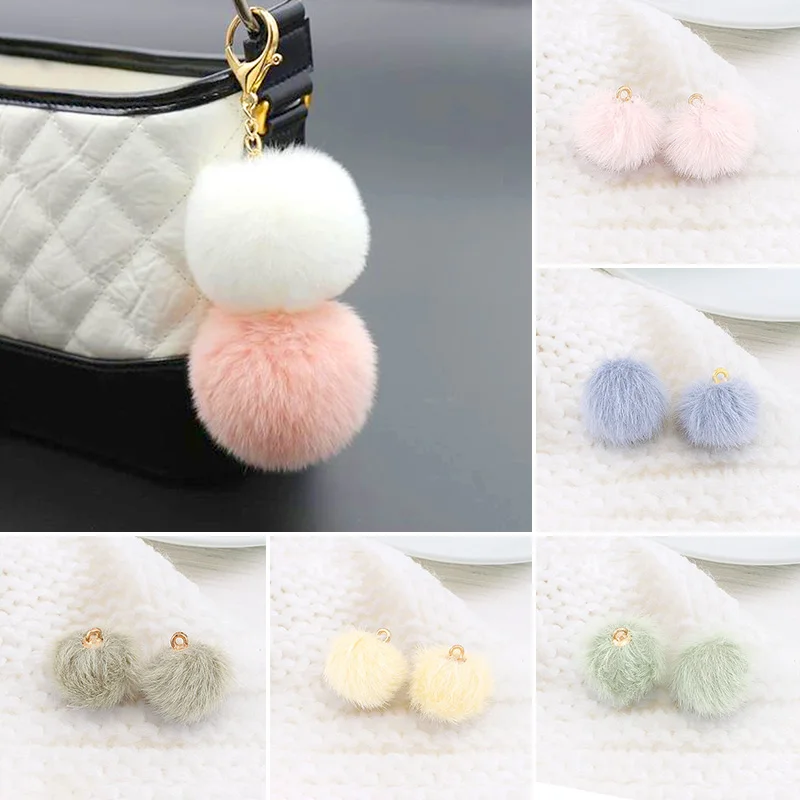 

20pcs Plush Fur Covered Ball Beads Charms Diy Pompom Beads Pendant For Necklace Earring Bracelet Jewelry Making Supplies Acc