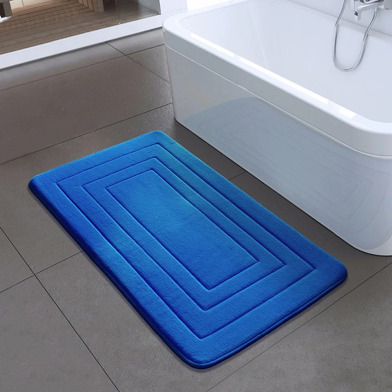 

Coral Velvet Bath Mats Anti-slip Floor Mat Embossing Bathroom Bathtub Side Rug Memory Foam Super Absorbent Carpet Home Decor