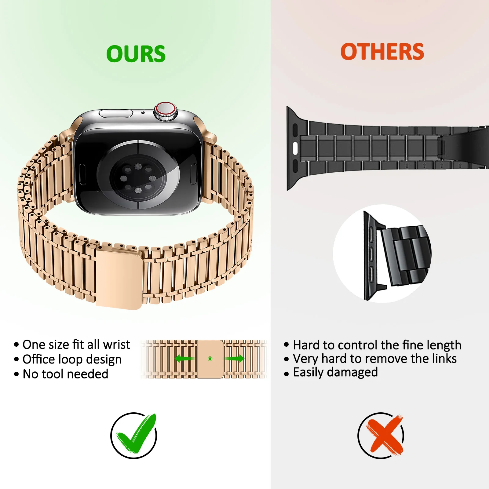 Magnetic Link strap For Apple watch ultra band 49mm 44mm 45mm 42mm 41 40 38 Metal stainless steel Bracelet iWatch Serie SE 3 7 8