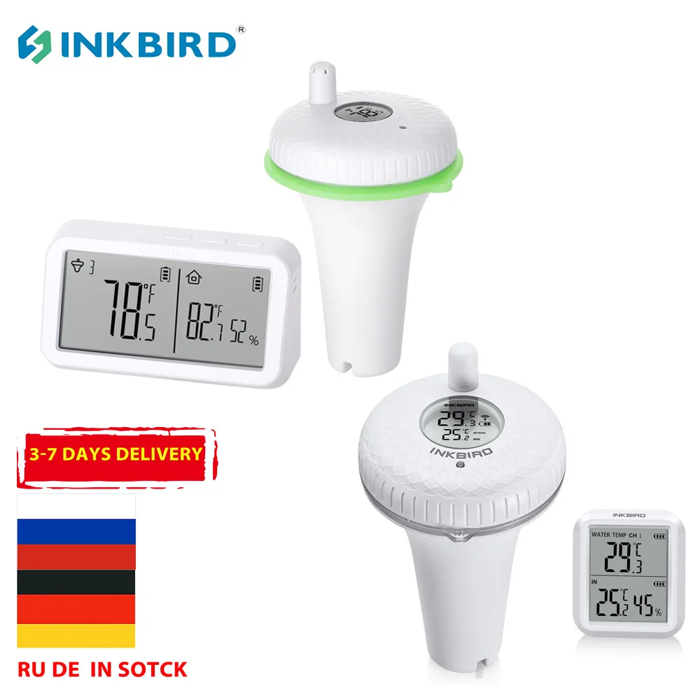 

INKBIRD 2 Types Of Floating Pool Thermometers Set Wireless Temperature Humidity Monitor Indoor Outdoor Accurate LCD Display