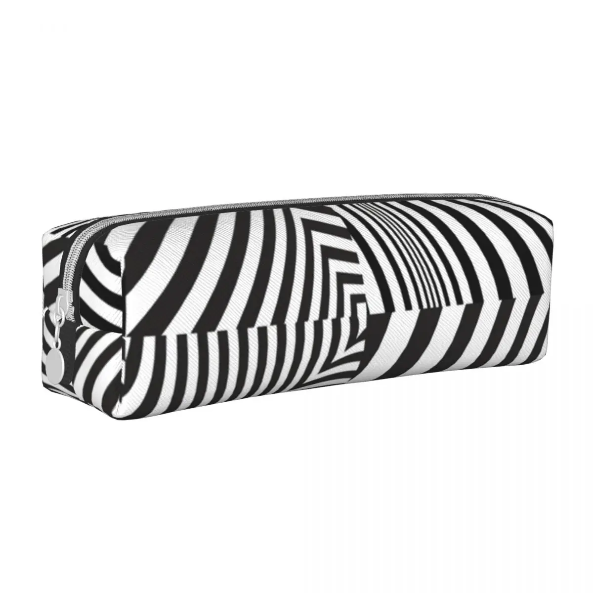

Retro Mod Squared Square Pencil Case Abstract Stripes Girls Boys Stationery Leather Pencil Box Cool Zipper Pen Pouch