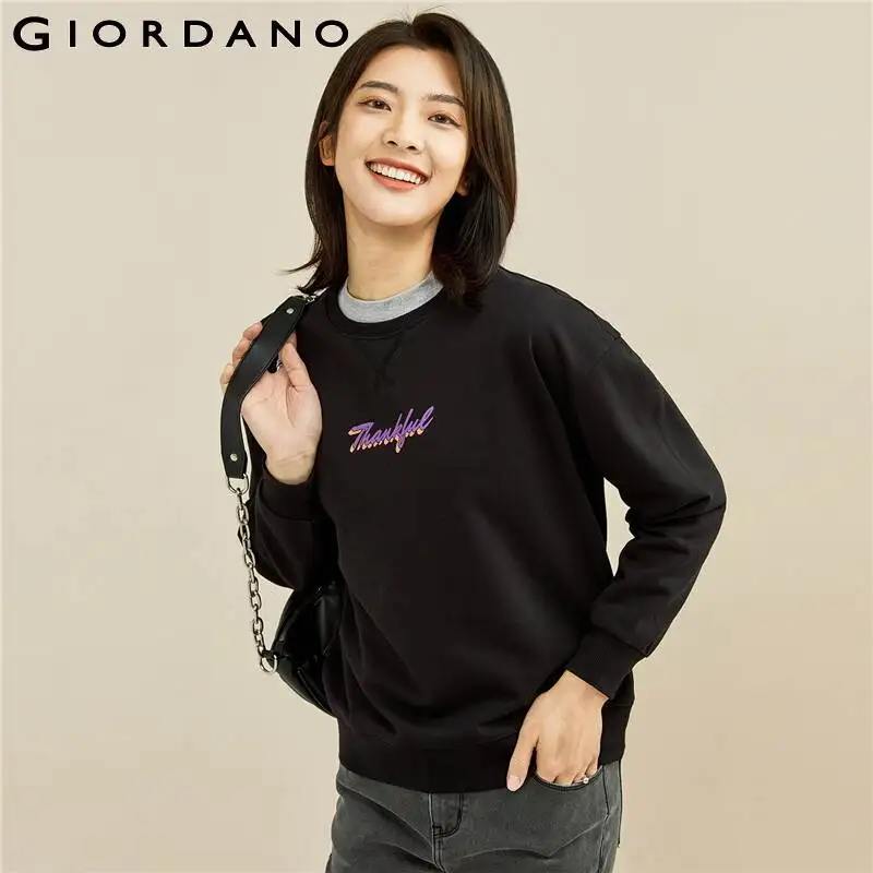 

Giordano, Женская свободная толстовка с круглым вырезом и надписью