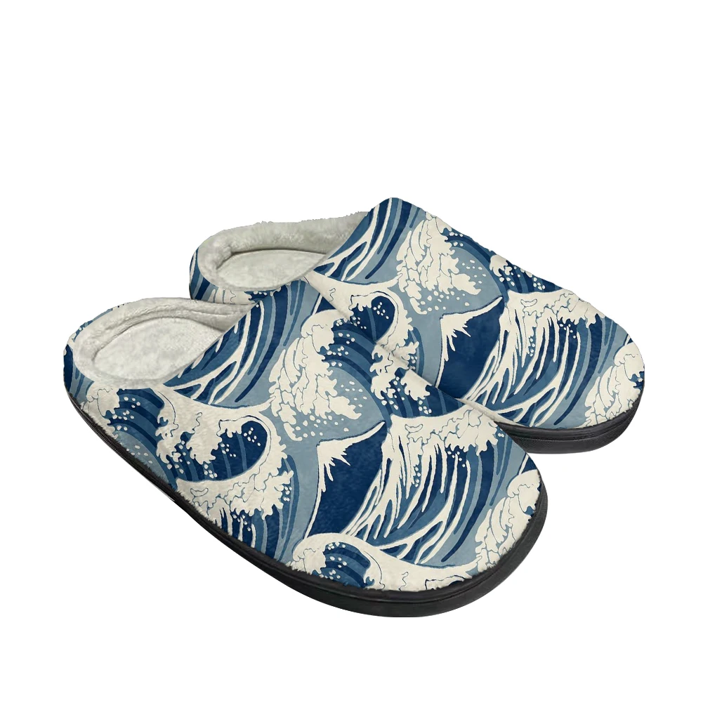 

Hot Great Wave Home Cotton Custom Slippers Mens Womens Latest Sandals Bedroom Plush Indoor Keep Warm Shoes Cool Thermal Slipper