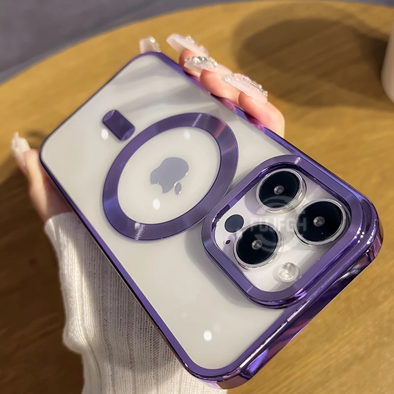 

Fashion Plating Magnetic for Magsafe Wireless Charging Case For iPhone 14 13 12 11 Pro Max Plus Soft Silicone Shockproof Cover