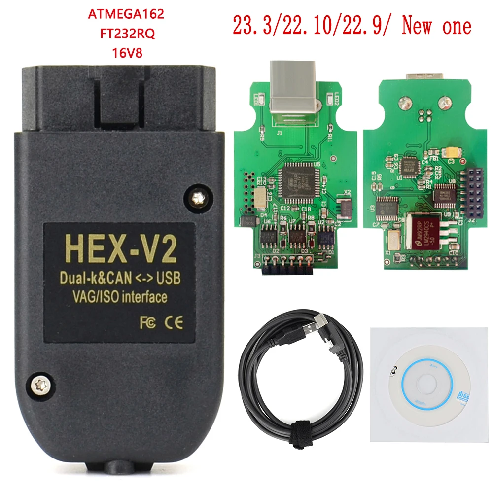 Диагностические сканеры VAGCOM 23.3.0 VAGCOM 22,10 OBD HEX V2 интерфейс для VW AUDI Skoda Seat VAG 22,10 Английский Французский ATMEGA162