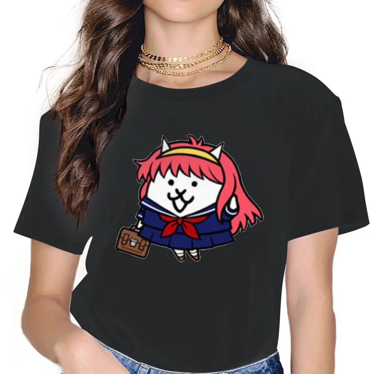 

Secret Crush From Heartbeat Catcademy Women Clothing The Battle Cats Cat Game Graphic Female Tshirts Graphic Loose Tops Tee