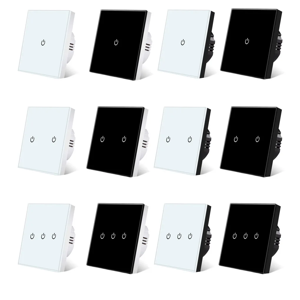 

Tuya Smart Life Glass Panel EU Standard Touch Switch Zero/Single Fire Line Voice Control Light Wireless Wall Switch