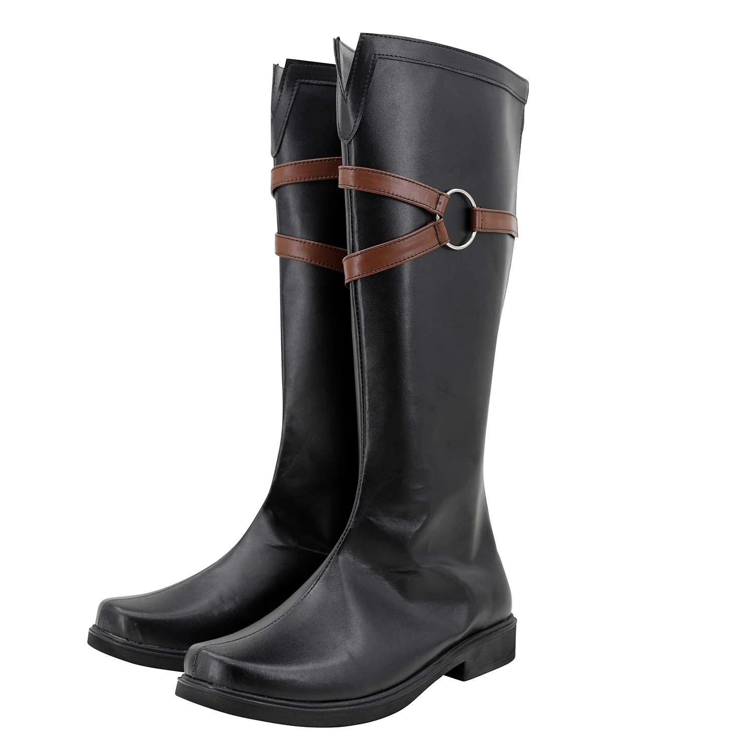 Черные кожаные ботинки для косплея изготовленные на заказ любого размера