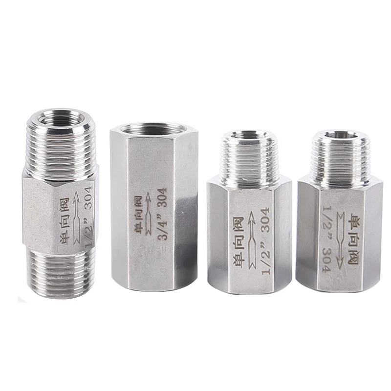 

304 Stainless Steel Male/Female Thread G1/8" 1/4" 3/8" 1/2" 3/4" Hexagonal Direct Non-Return Inline One-Way Check Valve