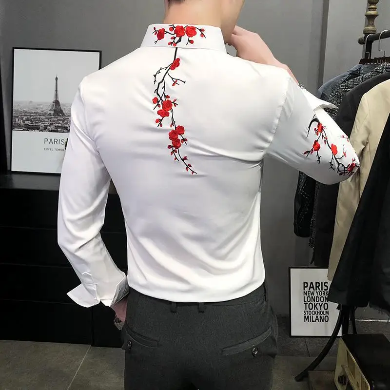 Мужская приталенная рубашка Polo из полиэстера с цветочным принтом ...