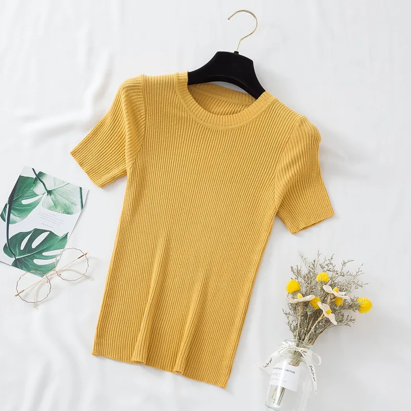 

2022 NEW FASHION WOMEN Round neck summer new solid color casual short sleeves