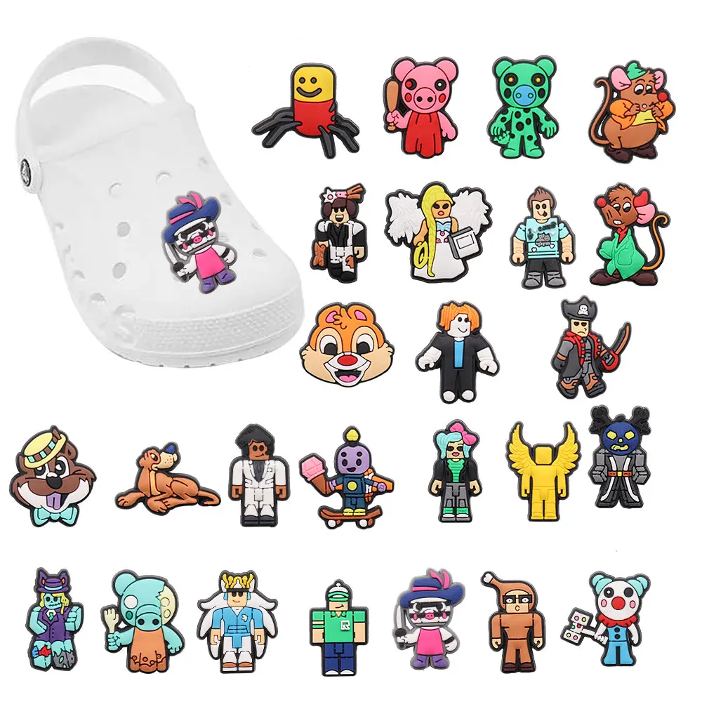 

Wholesale 50pcs Shoe Charms Angel Zombie Monster Mouse Accessories PVC Kids Shoe Buckle Fit Wristbands Birthday Present