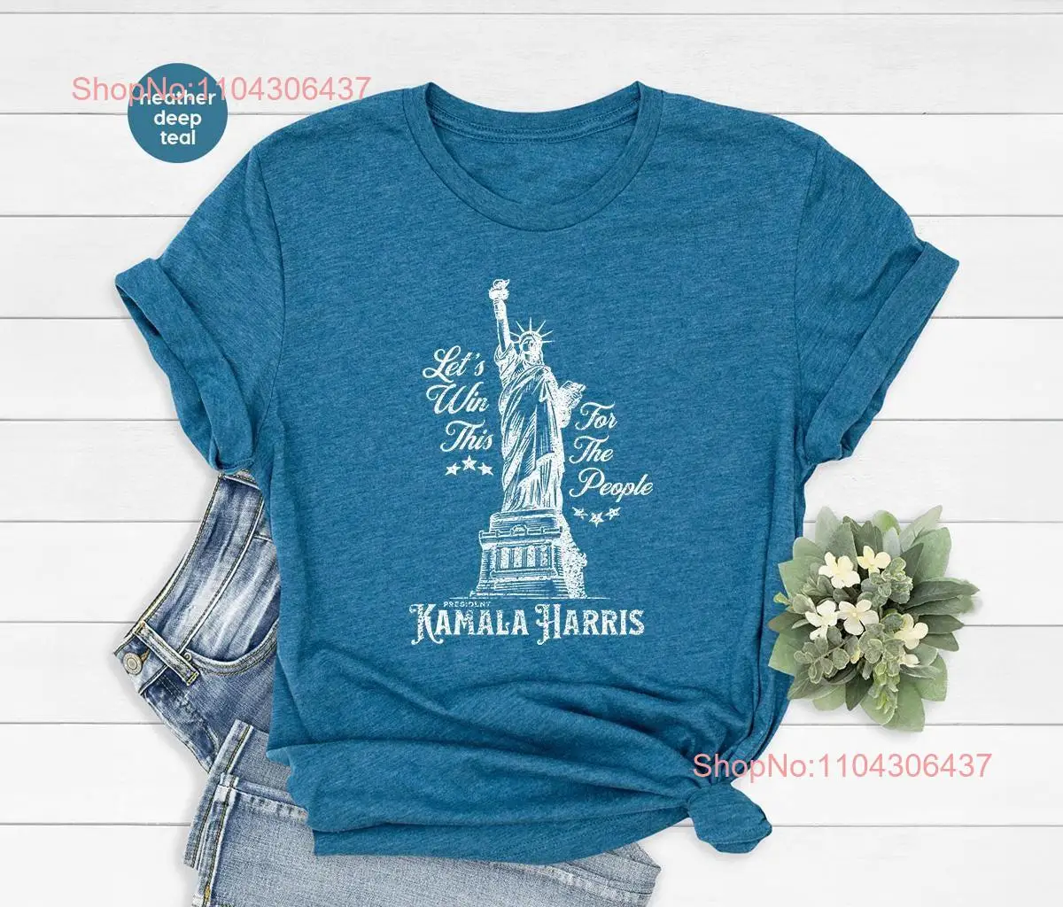 Футболка Давайте выиграли это для людей Kamala Harris Statue Of Liberty 2024 выборы президента