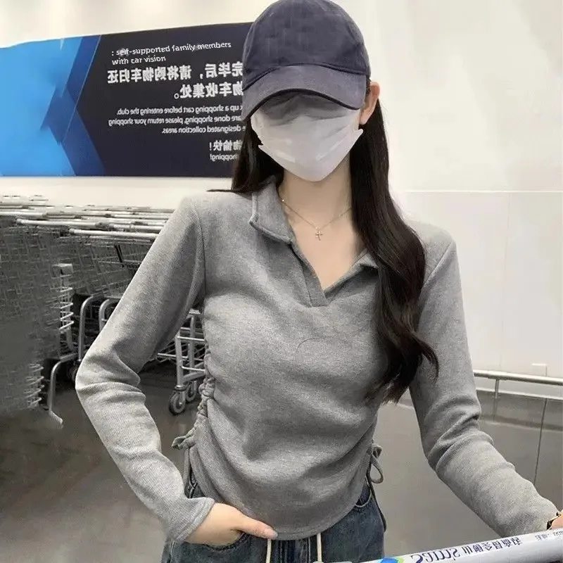 Pure Desire Эстетическая футболка с воротником-поло женская ранняя весна новый